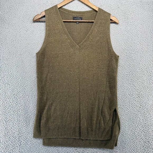 Lucky Brand Sweater Vest Women's Small Green Knit Ramie Linen Blend Lightweight - Picture 1 of 7